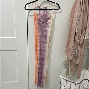 Elegant Purple and Orange Tie-Dye Dress